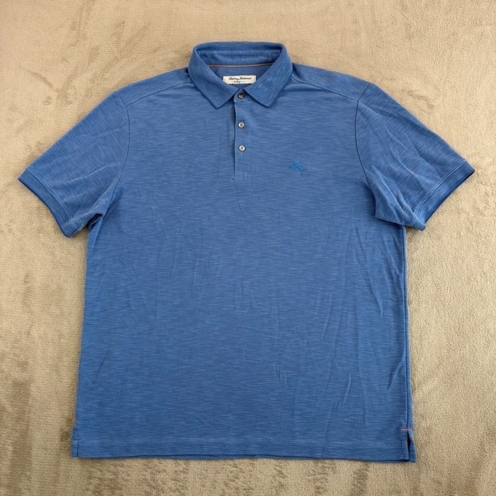 Tommy Bahama Via Verde IslandZone Polo Shirt in Blue Men Large Textured Casual